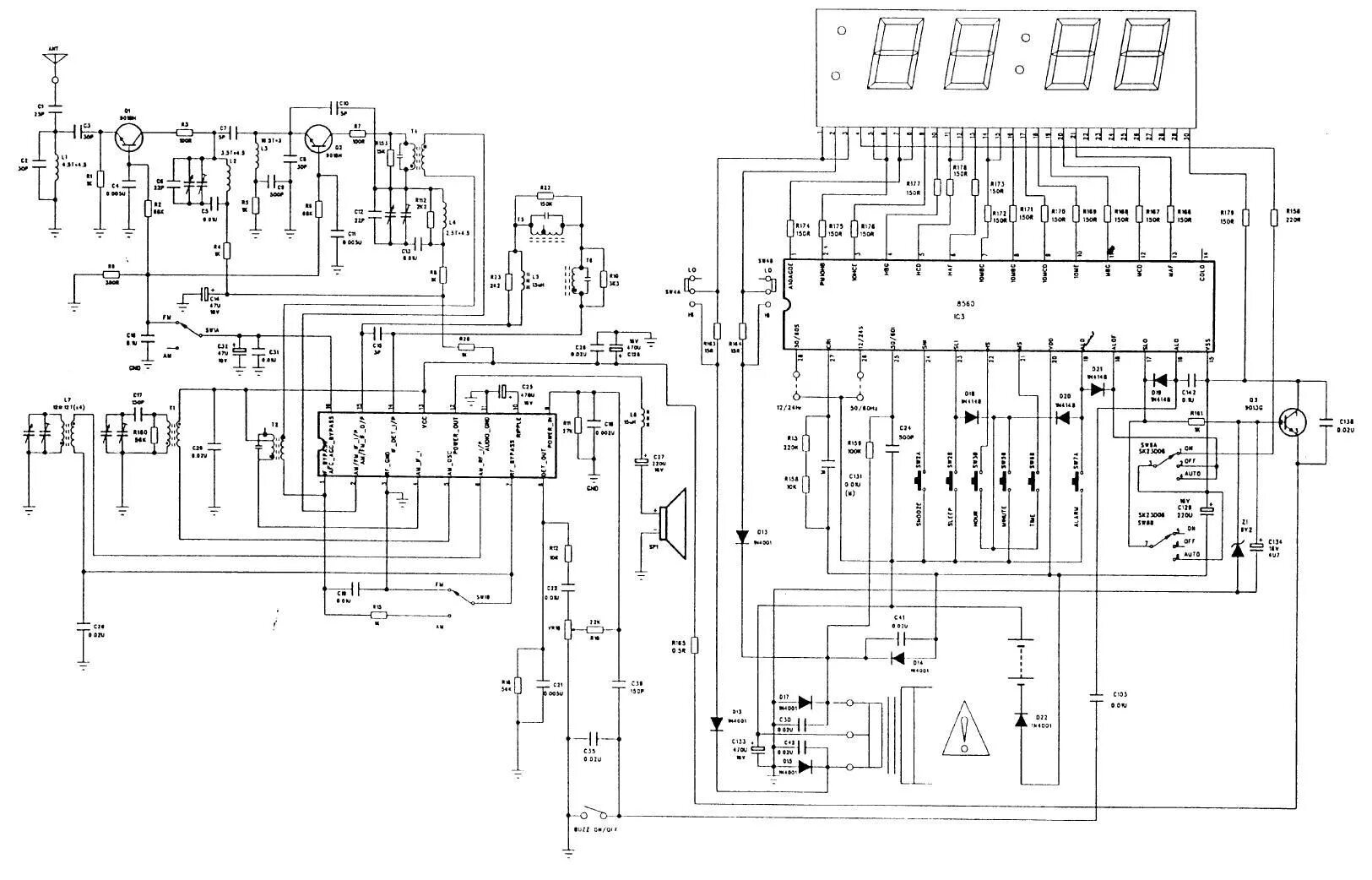 Принципиальная электрическая схема часов Часы-будильник (U на вторичной обмотке трансформатора). - Форум про радио