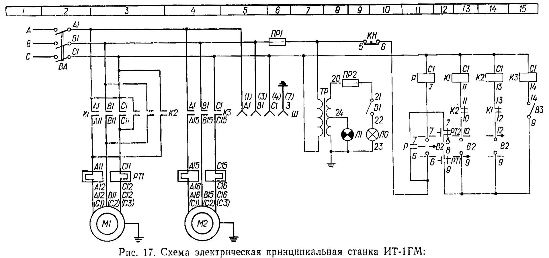 Принципиальная электрическая схема четырехстороннего строгального станка виннер ИТ-1М Схема и Электрооборудование станка