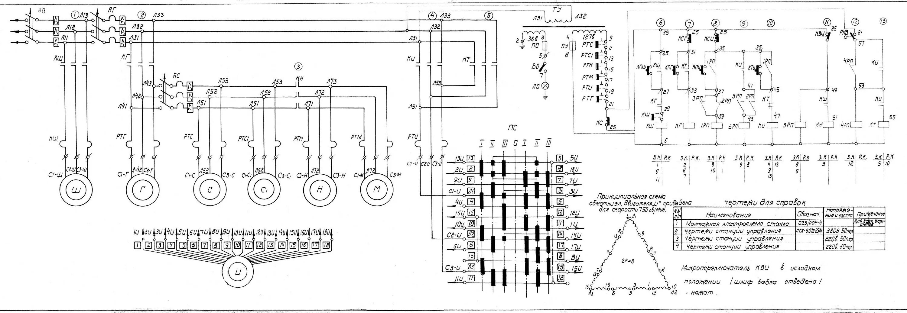 Принципиальная электрическая схема четырехстороннего строгального станка виннер 3А164, 3а164а, 3а164б станок круглошлифовальный универсальный полуавтомат. Паспо