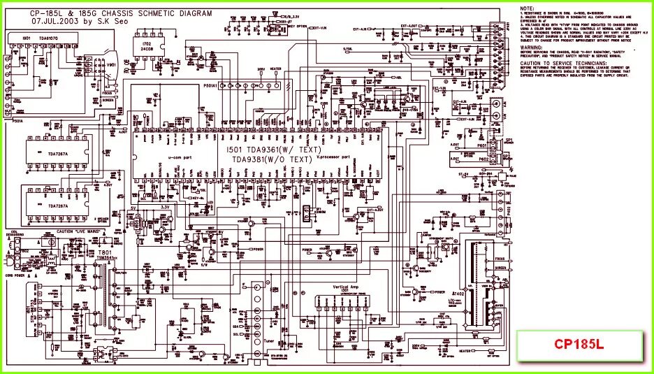 Принципиальная электрическая схема дэу Daewoo на шасси CP185L- схема