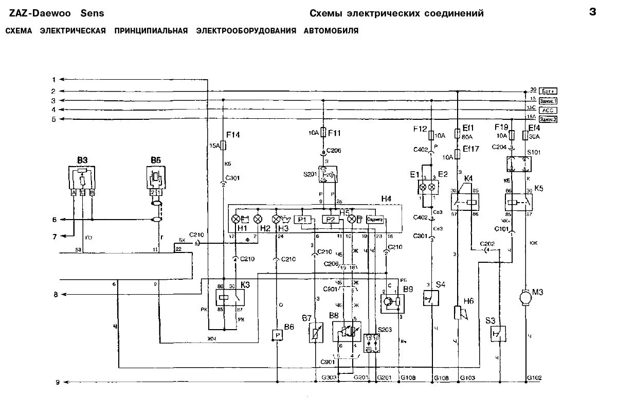 Принципиальная электрическая схема дэу Электросхемы Дэу Сенс