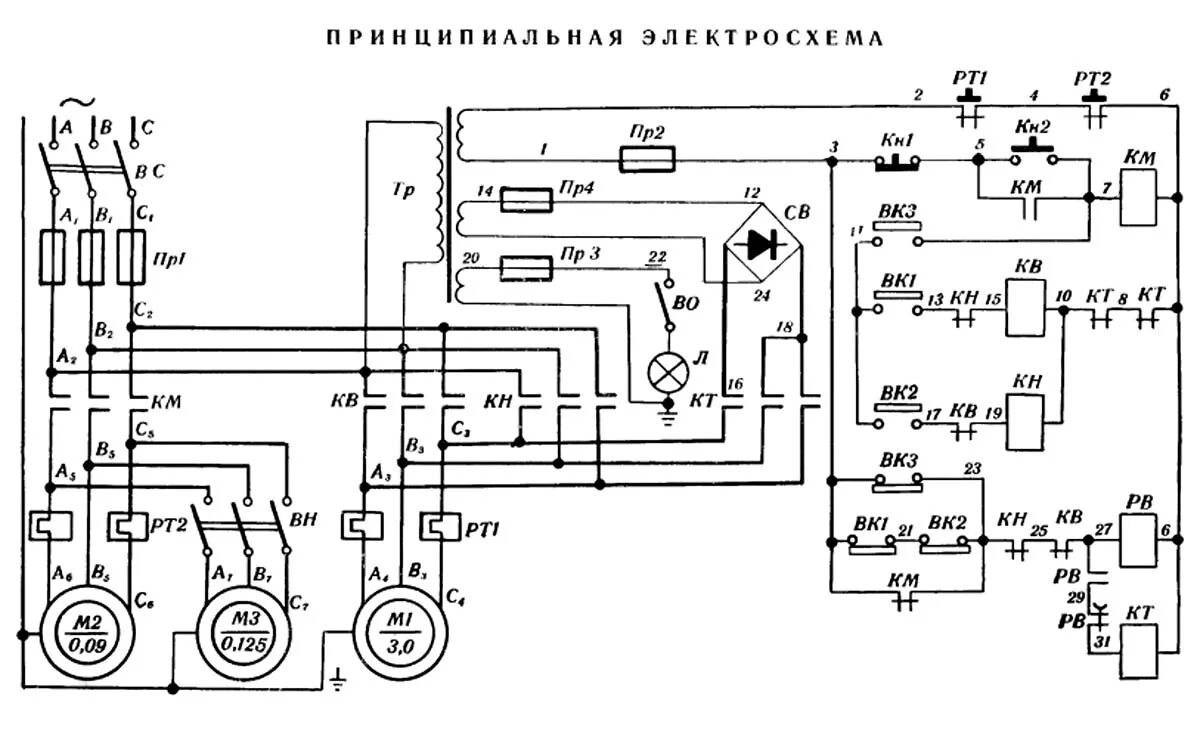 Принципиальная электрическая схема документация 1И611П Схема и Электрооборудование станка