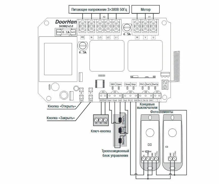 Принципиальная электрическая схема doorhan Плата управления PCB-SH380 - ДорХан - Нижний Новгород