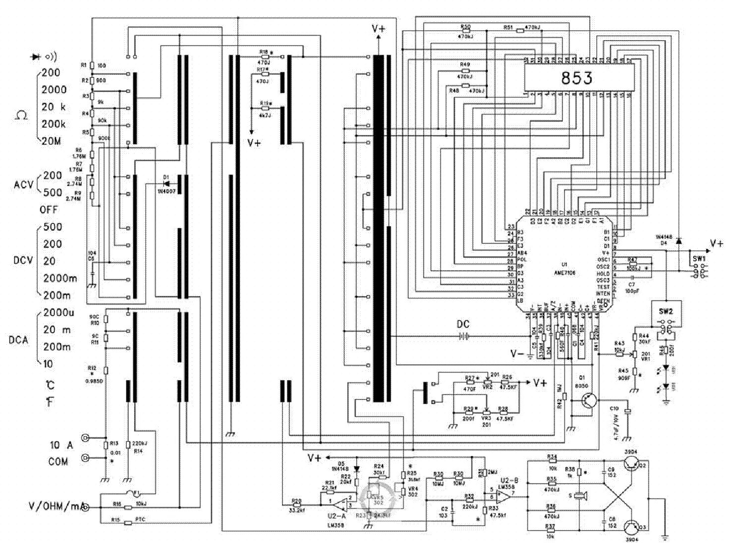 Принципиальная электрическая схема dt9205a Форум РадиоКот * Просмотр темы - Ищу схему мультиметра DТ33c