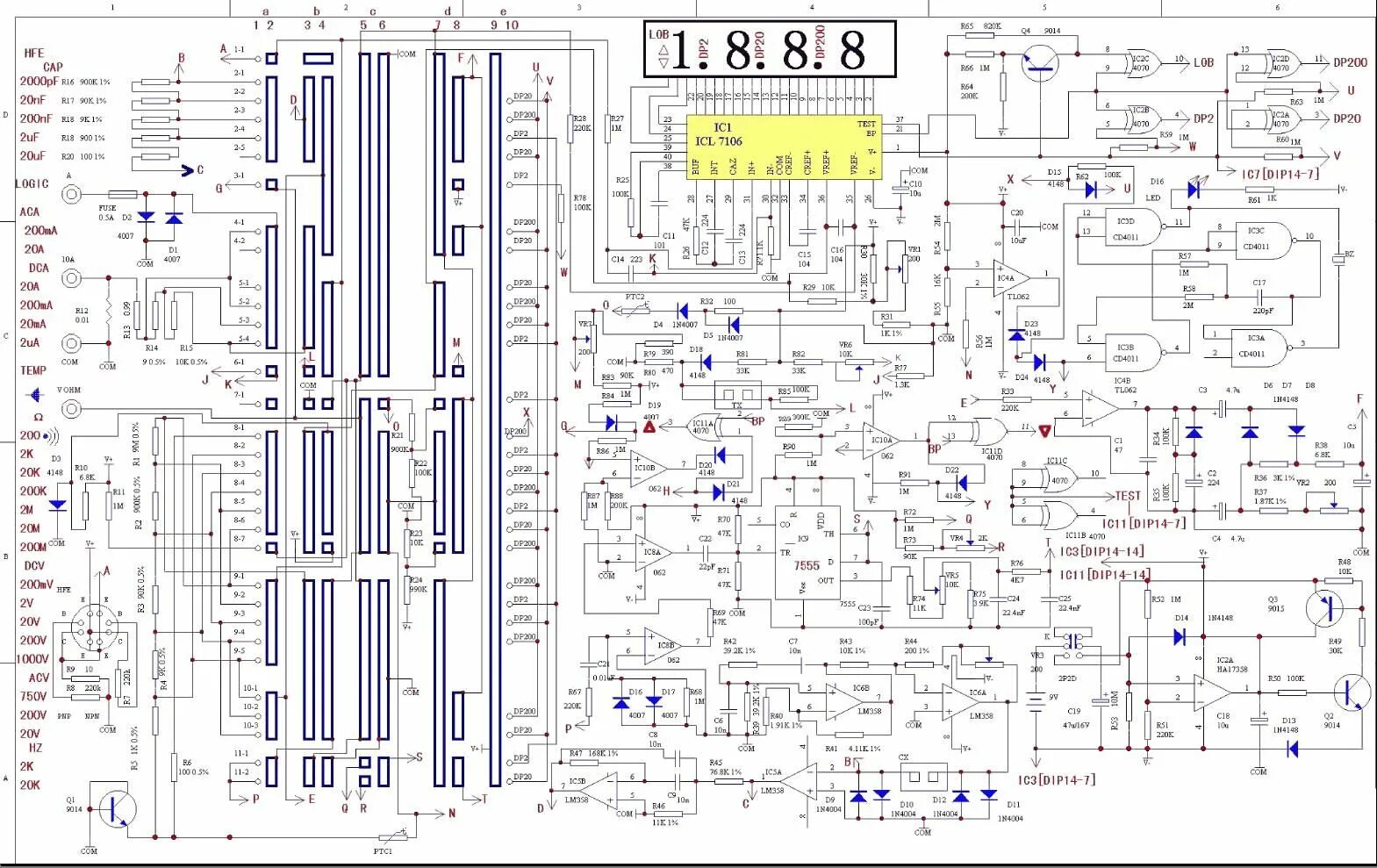 Принципиальная электрическая схема dt9205a Пин на доске мультиметр DT9208A Радиолюбитель, Электротехника, Ремонт