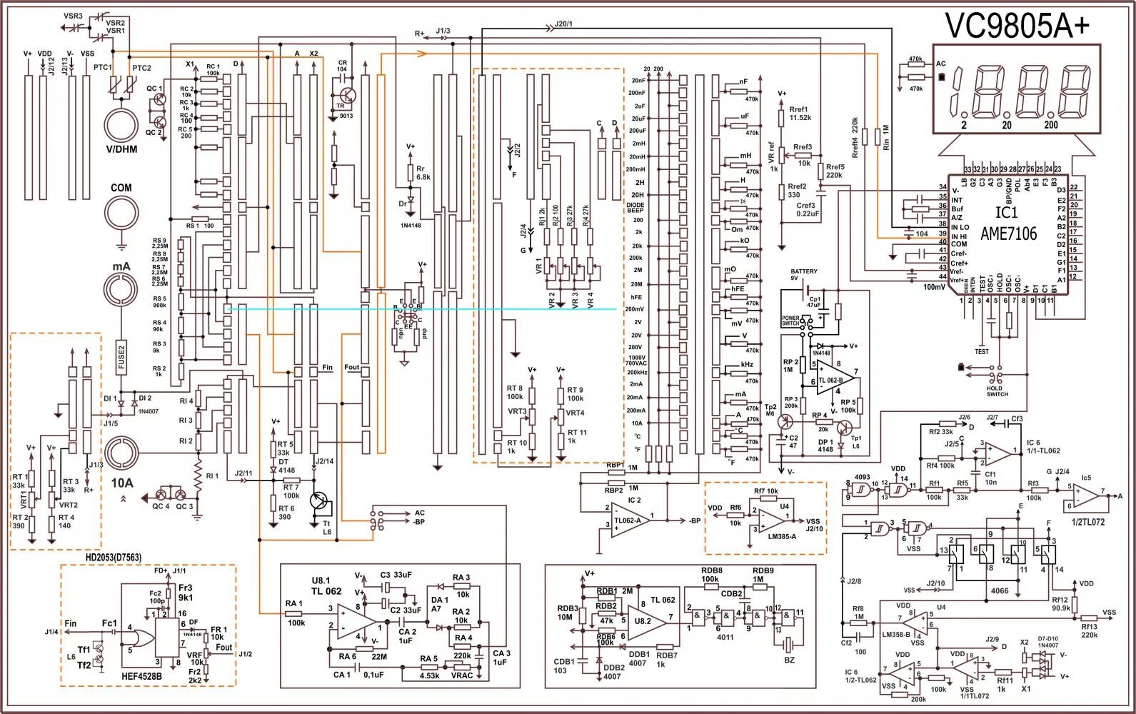 Принципиальная электрическая схема dt9205a Спалил мультиметр VC9805A+ - Страна советов! Общий раздел - Форум журнала практи