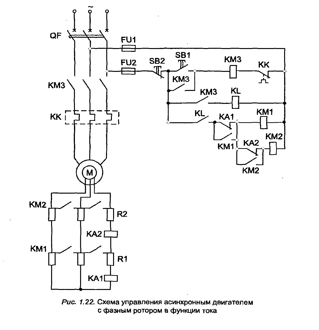 Принципиальная электрическая схема электродвигателя 1. Типовые схемы автоматического управления асинхронным двигателем с
