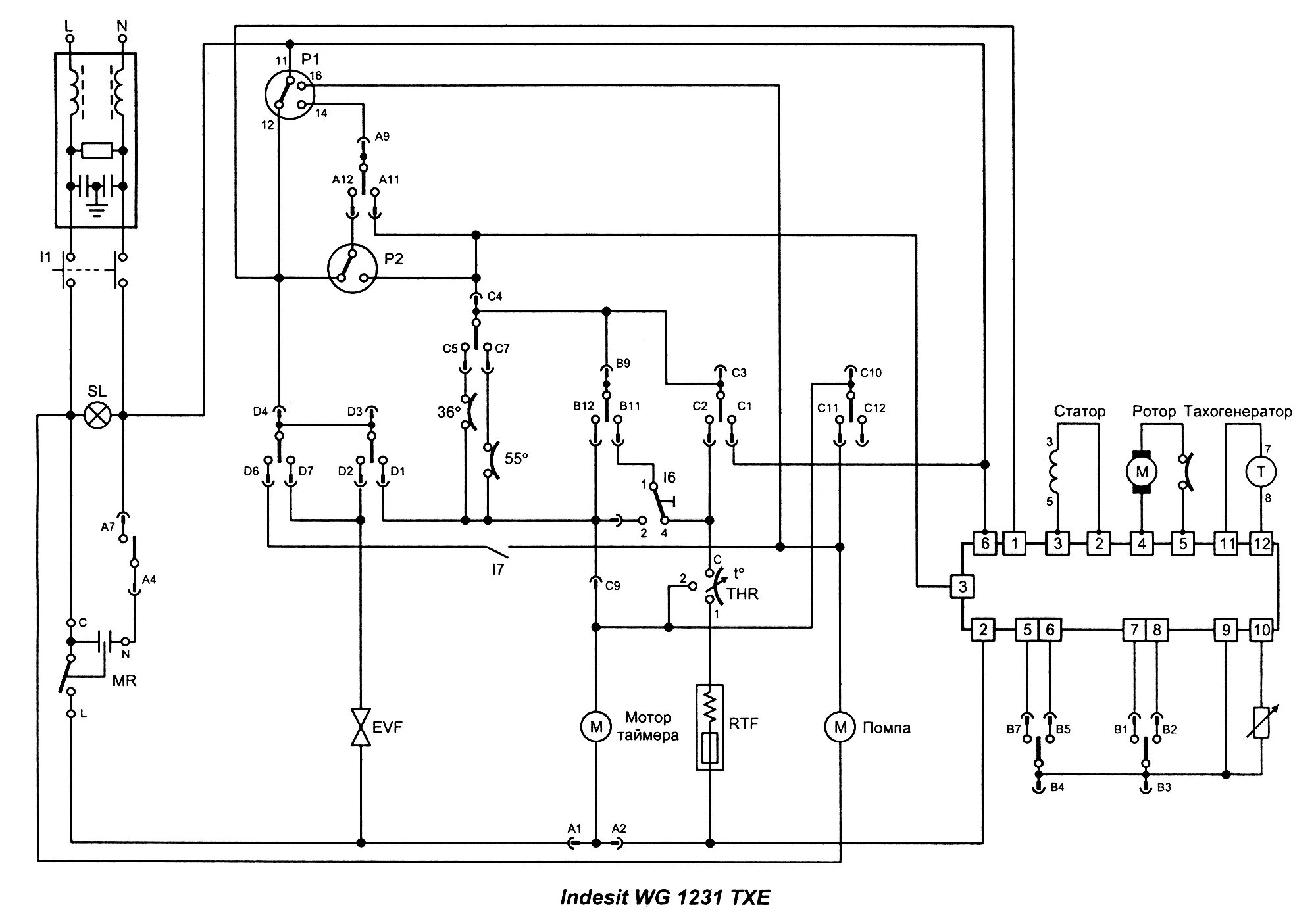 Принципиальная электрическая схема эпилятора Схемы стиральных машины "Indesit"