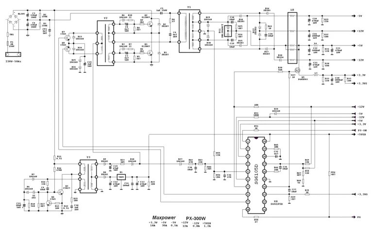 Принципиальная электрическая схема inv32s12m rev0 5 Схема Maxpower PX-300W Электронная схема, Принципиальная схема, Схемотехника