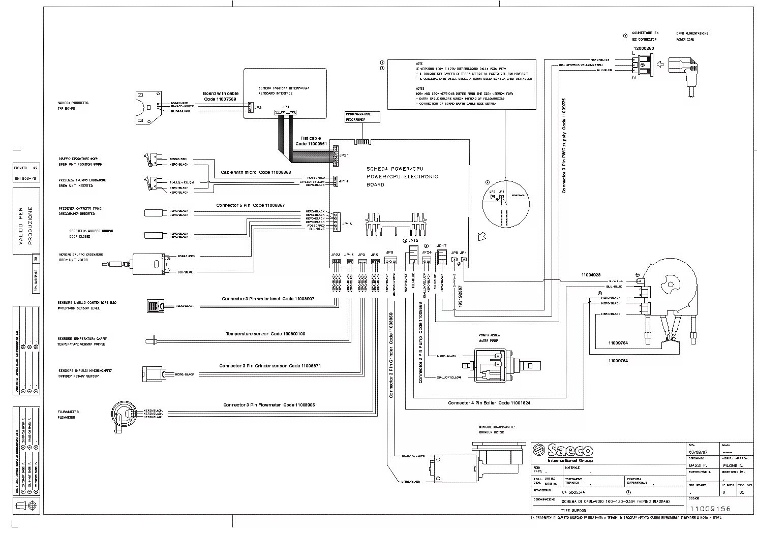 Принципиальная электрическая схема кофемашины SAECO SIN-015 PARTS Service Manual download, schematics, eeprom, repair info for