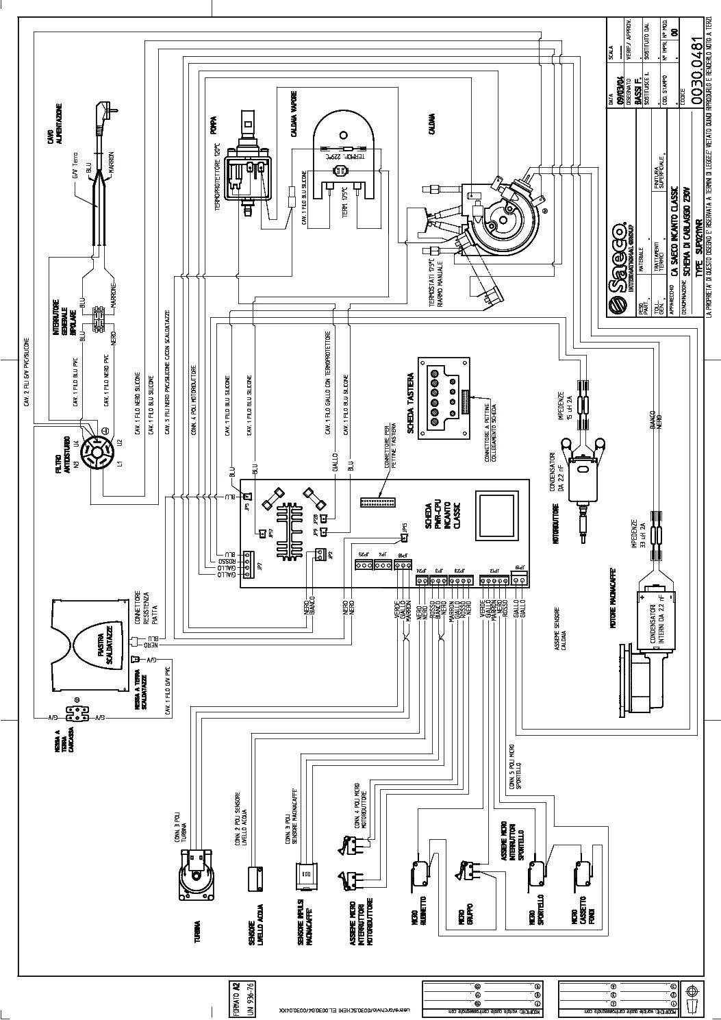 Принципиальная электрическая схема кофемашины SAECO VIENNA Service Manual download, schematics, eeprom, repair info for electr