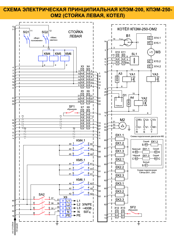 Принципиальная электрическая схема котлоагрегата коав 200 Схема котла пищеварочного Абат, схемы котла Абат
