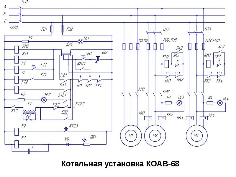 Принципиальная электрическая схема котлоагрегата коав 200 Регулирование частоты вращения приводов судовых устройств. Техническое обслужива