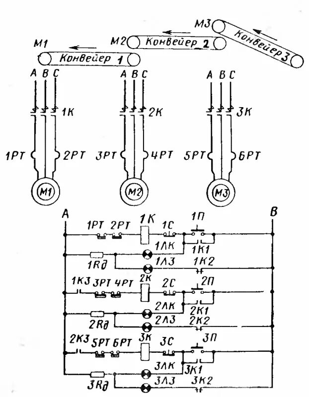 Принципиальная электрическая схема ленточного конвейера Чтение электрических схем Электромонтер по монтажу вторичных цепей