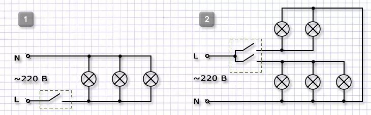 Принципиальная электрическая схема люстры Схемы подключения бытовых выключателей