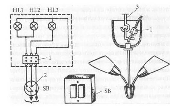 Принципиальная электрическая схема люстры Книга: "Ремонт сантехники и электрооборудования в вашем доме". Купить книгу, чит