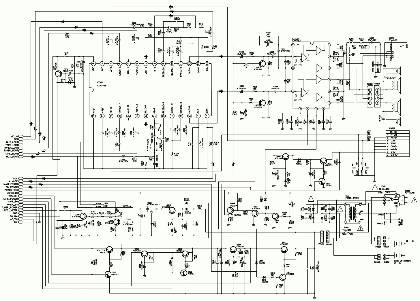 Принципиальная электрическая схема магнитофона lg 735h Electro help: LG LPC-LM530A MP3 - CD CASSETTE - Circuit Diagram