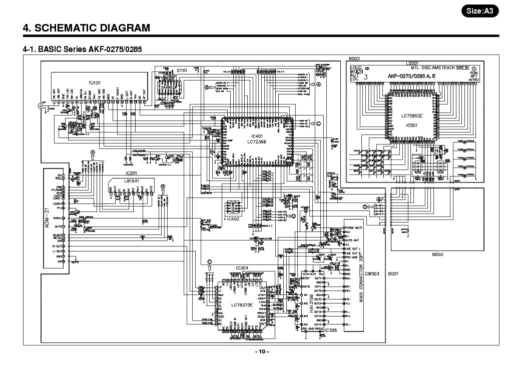 Принципиальная электрическая схема магнитолы DAEWOO AKF-8065R AKF-8065E Service Manual download, schematics, eeprom, repair i