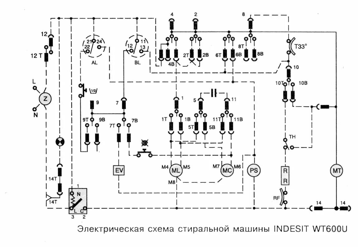 Принципиальная электрическая схема машины индезит Схемы стиральных машины "Indesit"