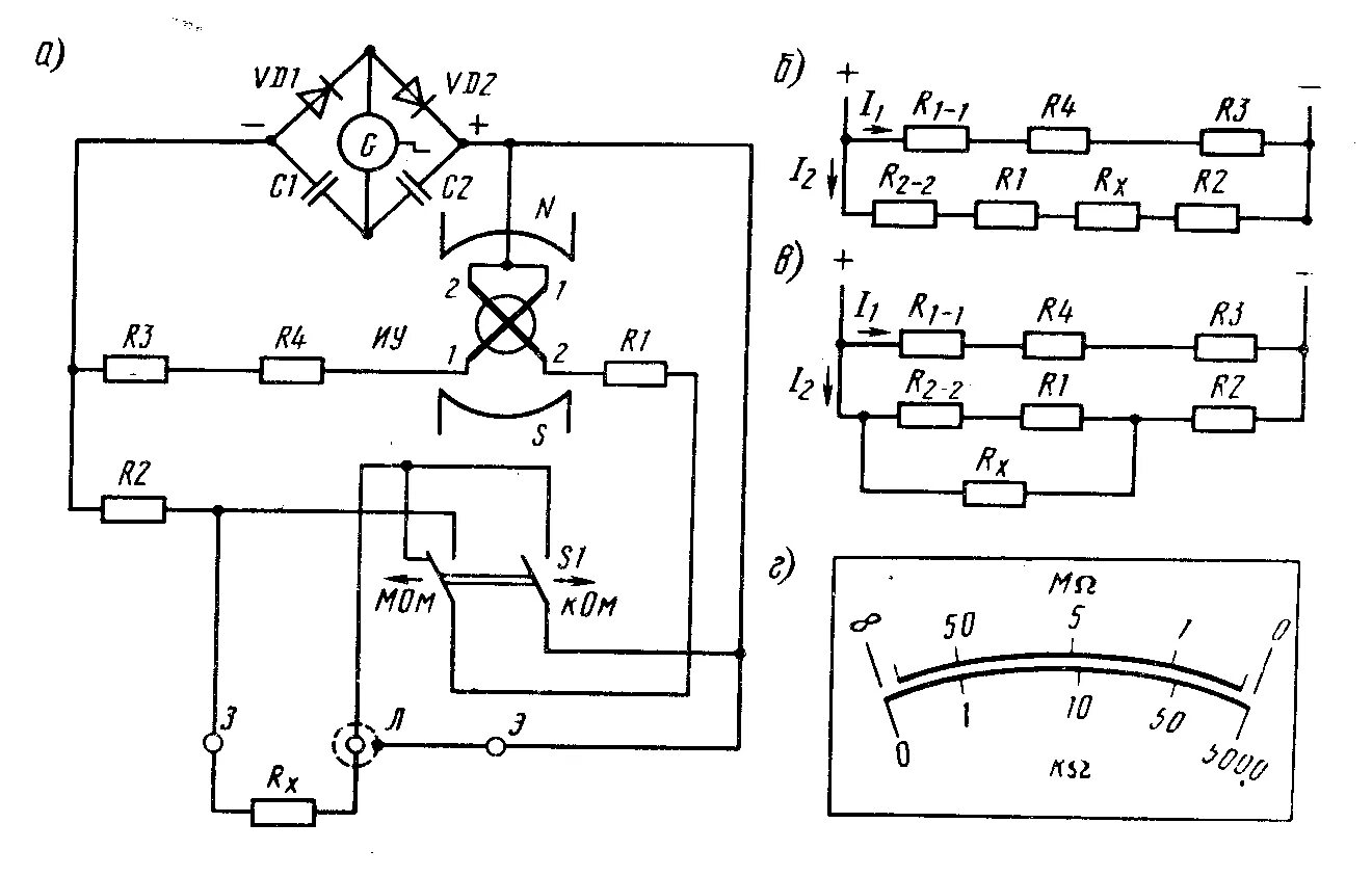 Принципиальная электрическая схема мегаомметра Нормы сопротивления изоляции судового электрооборудования