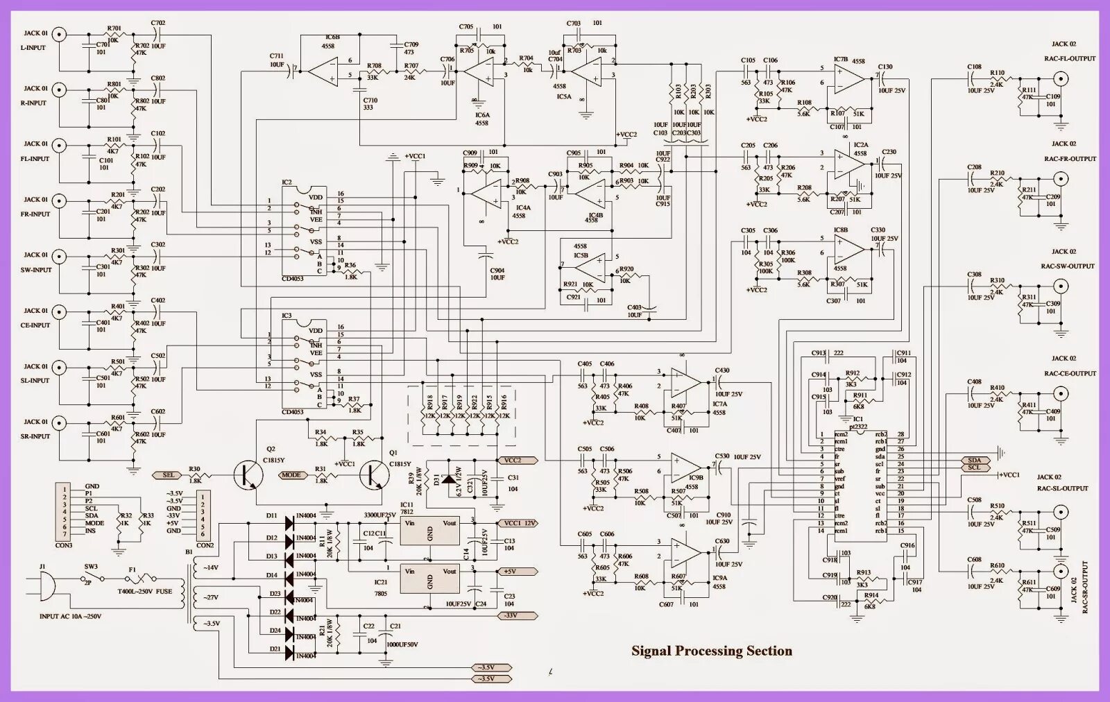 Принципиальная электрическая схема microlab m 108 Electro help: A6652 - MICROLAB COMPUTER SPEAKER SYSTEM - SCHEMATIC