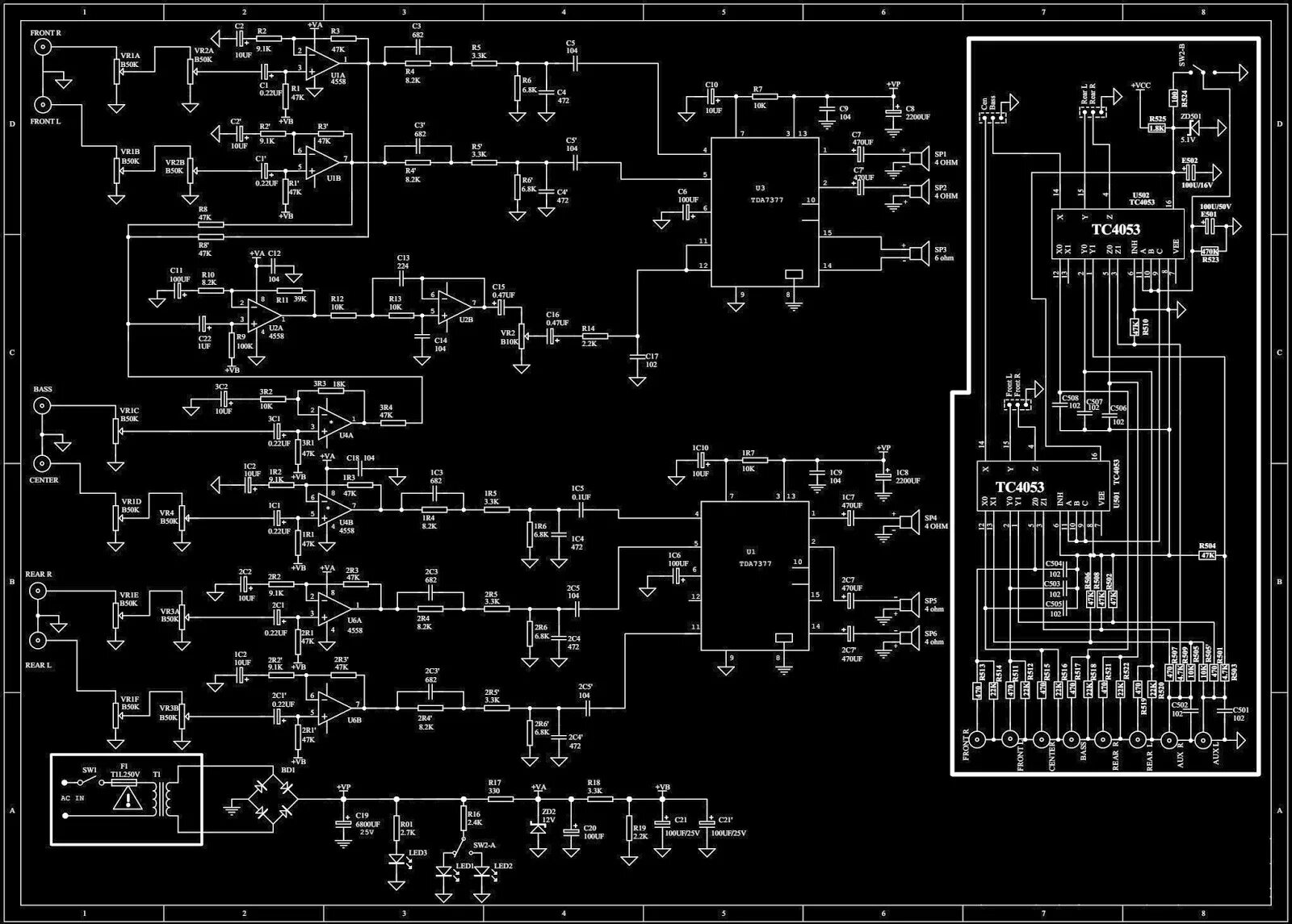 Принципиальная электрическая схема microlab m 108 Schematic Diagrams: MICROLAB A6331 - MICROLAB A6612 - HTS Circuit Diagram: 4558 