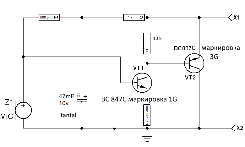 Принципиальная электрическая схема микрофона Форум РадиоКот * Просмотр темы - Усилитель для компьютерного микрофона с фантомн