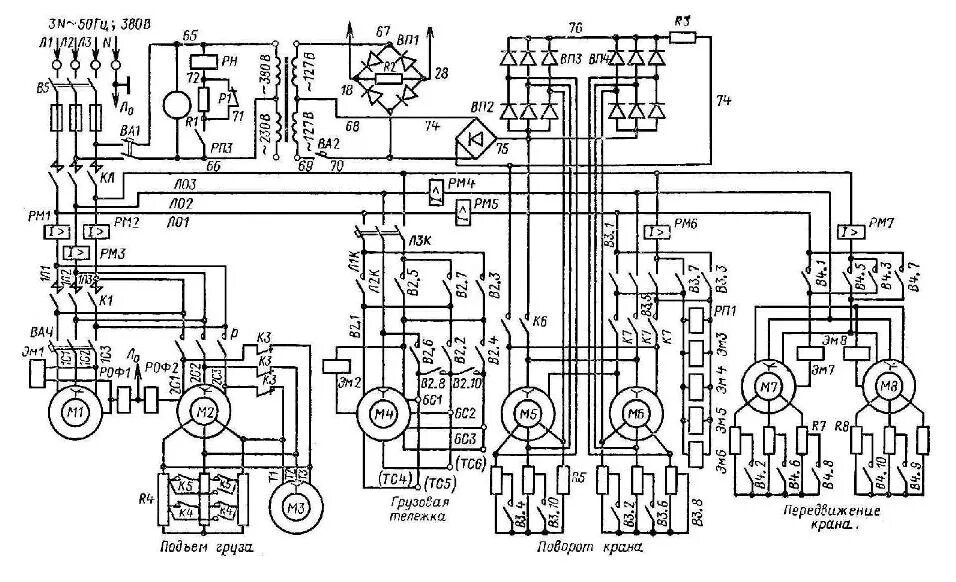 Принципиальная электрическая схема мостового крана Крановое электрооборудование в Челябинске, купить в Москве, цены - Машсервис