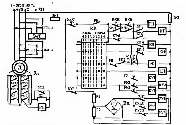 Принципиальная электрическая схема мостового крана Ответы Mail.ru: Какой тип двигателя изображён на схеме?
