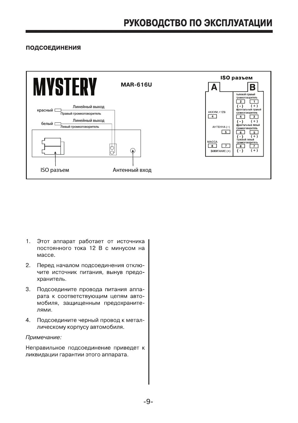 Принципиальная электрическая схема mystery mar717u Mystery MAR-616U: Instruction manual and user guide in Russian