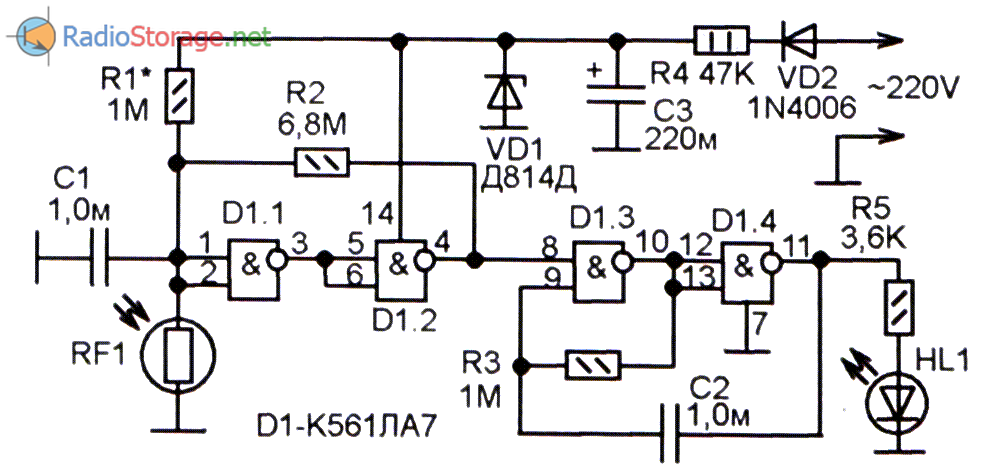 Принципиальная электрическая схема ночника cz 1чижик Схема моргающей лампы