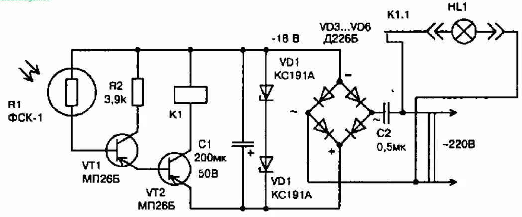 Принципиальная электрическая схема ночника cz 1чижик Гениально простое решение! Как обойтись без фото-резистора, фото-транзистора, фо