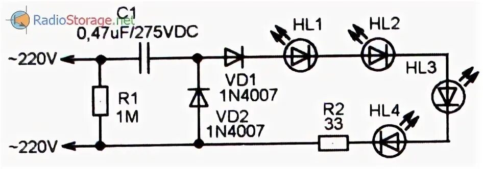 Принципиальная электрическая схема ночника cz 1чижик Схема ночника на светодиодах