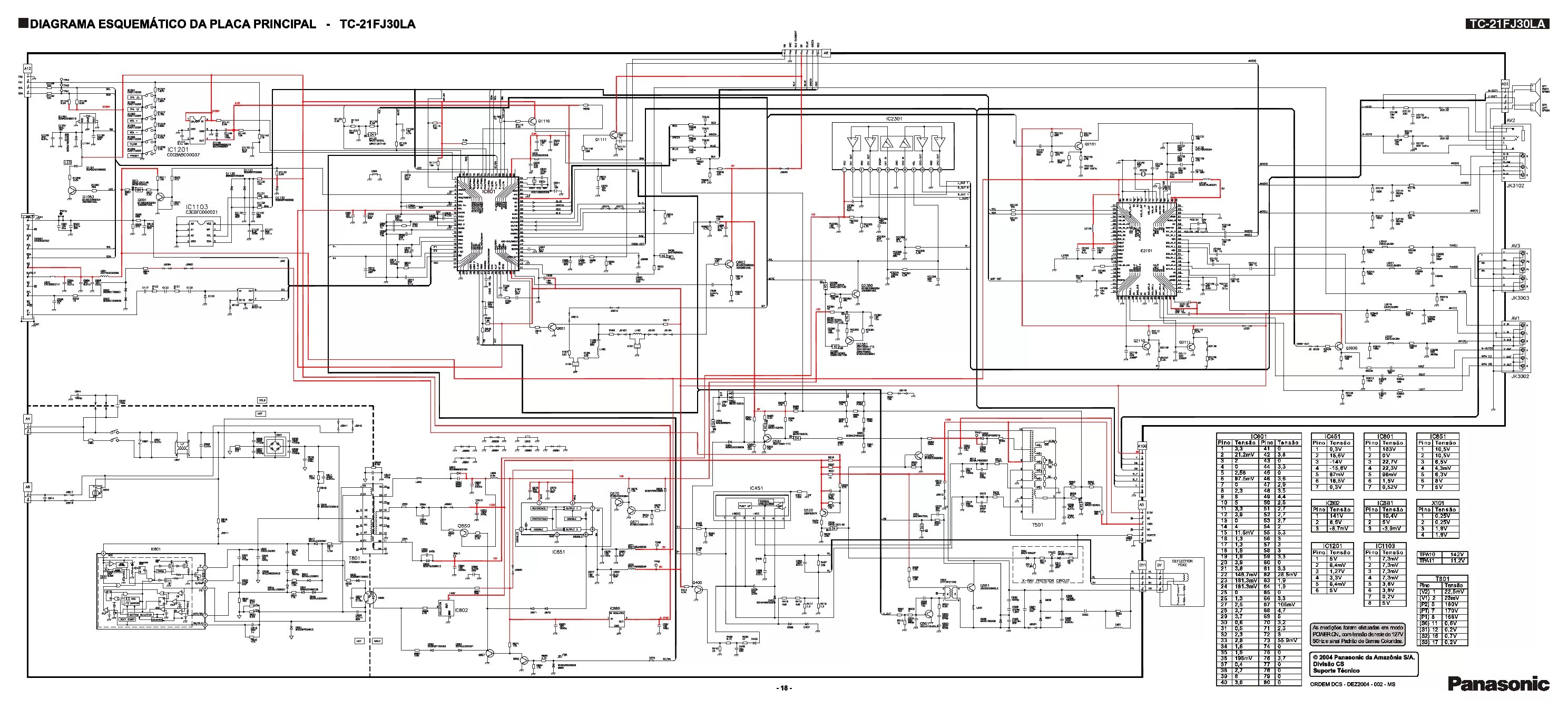 Принципиальная электрическая схема panasonic PANASONIC TC-21FJ30LA Service Manual download, schematics, eeprom, repair info f