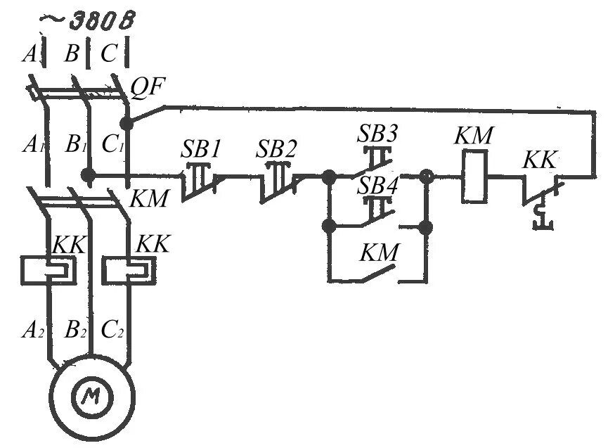 Принципиальная электрическая схема подключения электродвигателя Мнемотехника... или схемы алгоритмы и другое