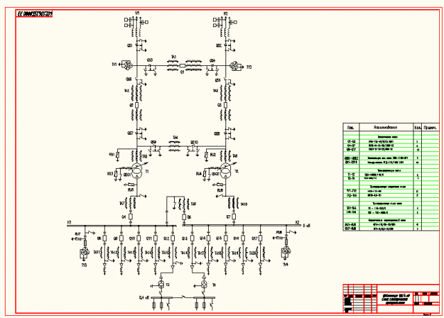 Принципиальная электрическая схема подстанции Подстанция 110/ 6 кВ - Чертежи, 3D Модели, Проекты, Инженерные системы, Электрос