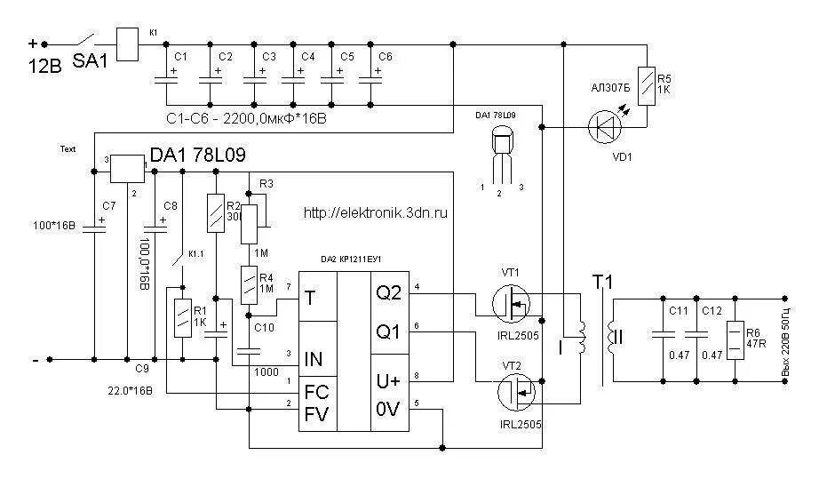 Принципиальная электрическая схема преобразователя Преобразователи напряжения своими руками схемы