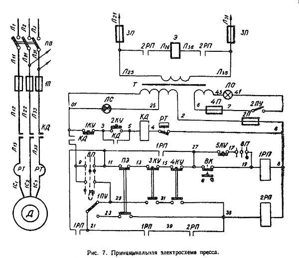 Принципиальная электрическая схема пресса КВ-235 Пресс листоштамповочный однокривошипный простого действия духстоечный отк
