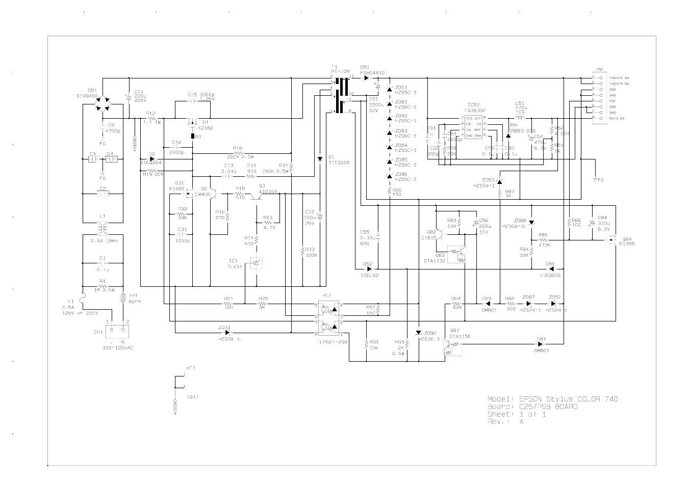 Принципиальная электрическая схема принтера р1006 C257psb circuit diagram Epson 440 User Manual Page 210 / 212 Original mode