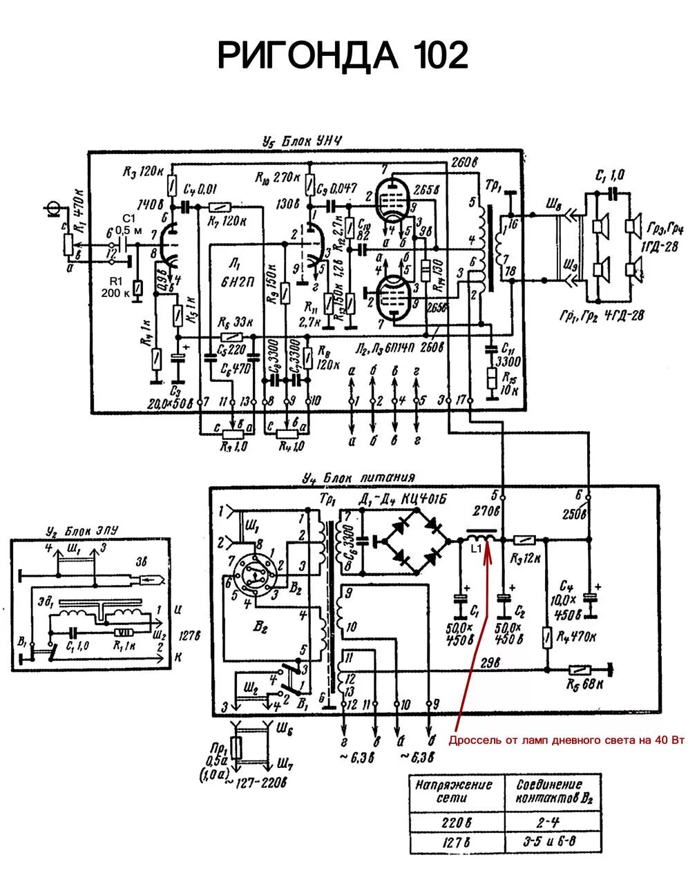 Принципиальная электрическая схема ригонда 102 Ответы Mail.ru: Схема лампового УНЧ ригонда 102