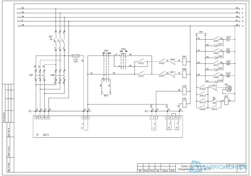 Принципиальная электрическая схема шкафа управления Разработка монтажной схемы - Схемы 2
