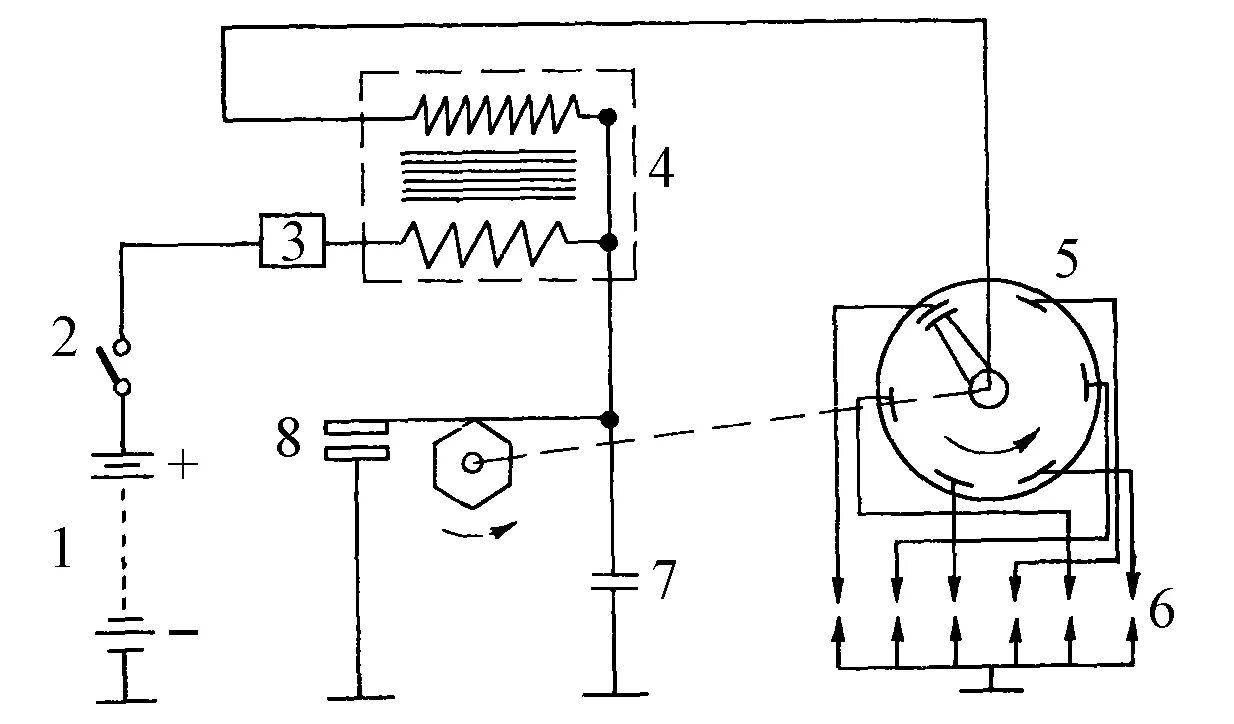 Принципиальная электрическая схема системы батарейного зажигания 3. Устройство и основы теории батарейного зажигания