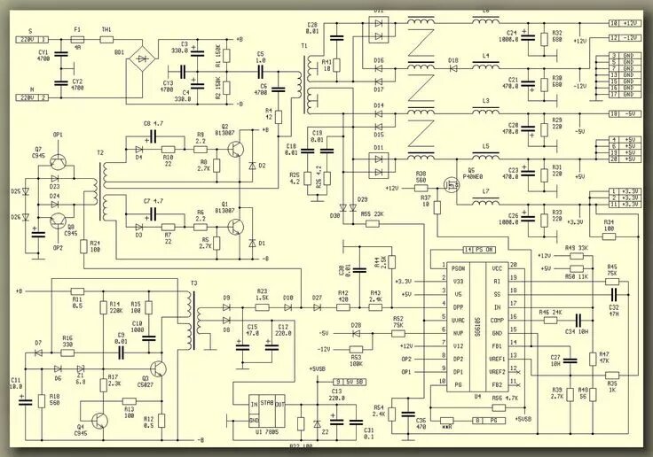 Принципиальная электрическая схема sp j10 Компьютерные блоки питания атх схемы электрические принципиальные в 2024 г Принц