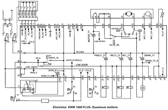 Принципиальная электрическая схема стиральной машине lg Схема стиральной машины атлант 1040т1