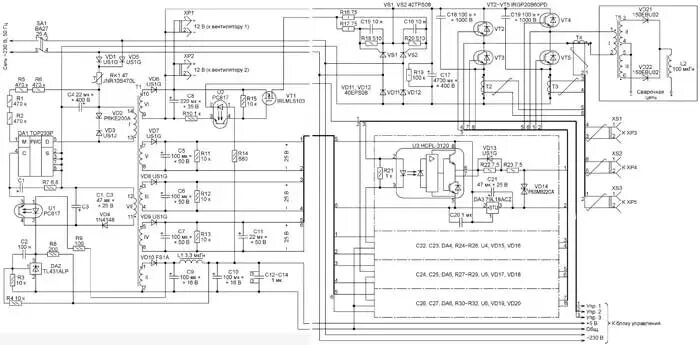 Принципиальная электрическая схема сварки дачник саи 180 Инверторный источник сварочного тока - RadioRadar