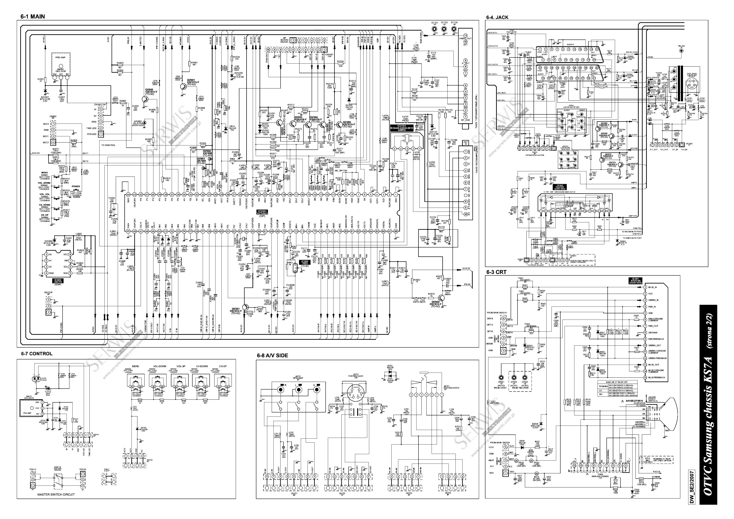 Принципиальная электрическая схема телевизора samsung SAMSUNG CHASSIS KS7A SCH Service Manual download, schematics, eeprom, repair inf