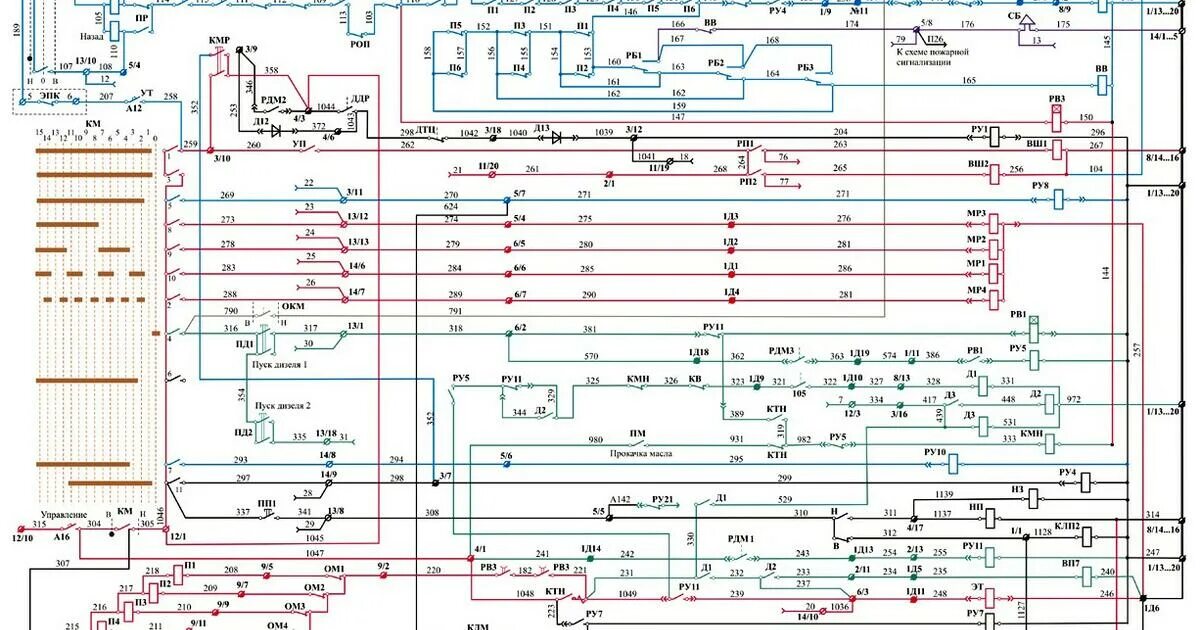 Принципиальная электрическая схема тепловоза Захист та сигналізація тепловоза 2М62 Тест на 24 запитання. Будова та ремонт теп