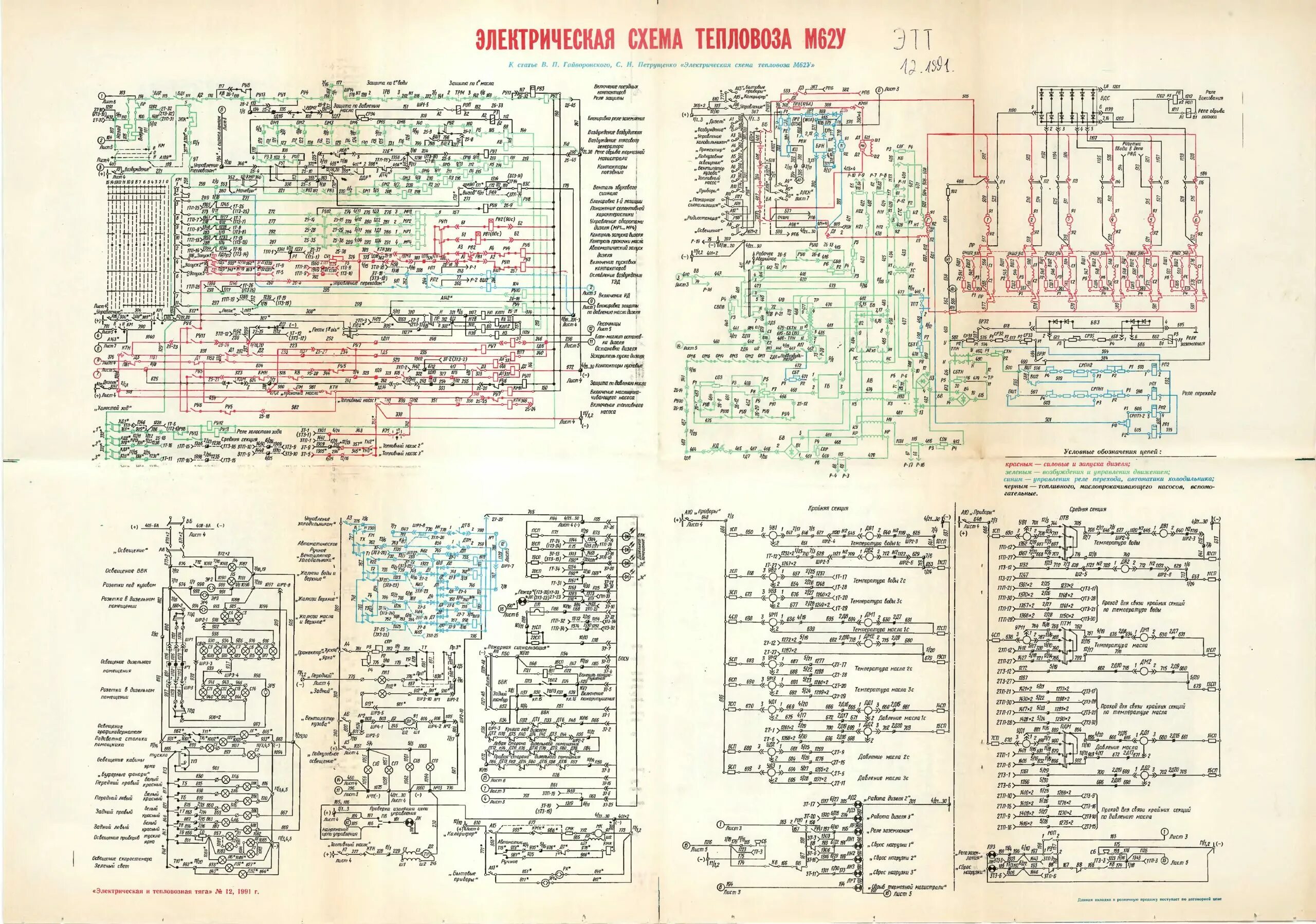 Принципиальная электрическая схема тепловоза Схемы тепловоза 2М62