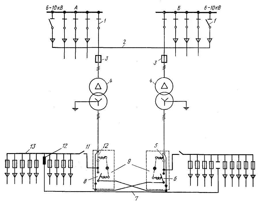 Принципиальная электрическая схема типовой распределительной подстанций Расчёт коэффициента мощности