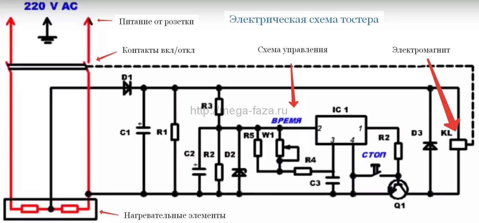 Принципиальная электрическая схема тостера sa 7603 Электрическая схема термопота swide